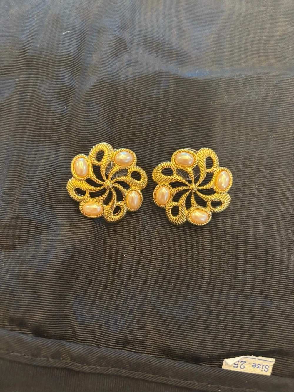 Monet Gold-Tone Floral Faux Pearl Clip-On Earrings